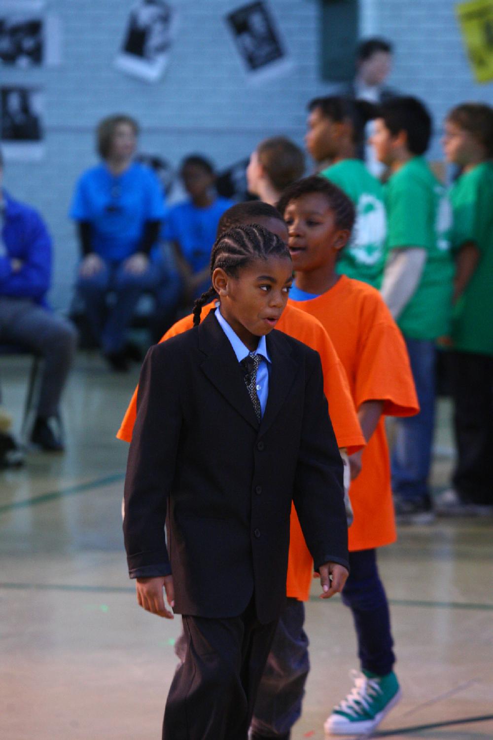 Arkansas Democrat-Gazette/STEPHEN B. THORNTON --1-13-12--
A presentation celebrating of Dr. King's life and work Friday afternoon at Booker Arts Magnet Elementary School in Little Rock. The musical play tin Luther King, Jr. The Story of a Dream