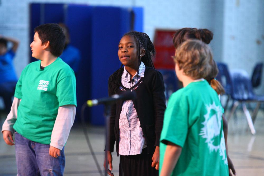 Arkansas Democrat-Gazette/STEPHEN B. THORNTON --1-13-12--
A presentation celebrating of Dr. King's life and work Friday afternoon at Booker Arts Magnet Elementary School in Little Rock. The musical play tin Luther King, Jr. The Story of a Dream