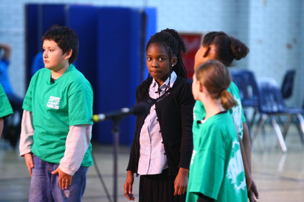 Arkansas Democrat-Gazette/STEPHEN B. THORNTON --1-13-12--
A presentation celebrating of Dr. King's life and work Friday afternoon at Booker Arts Magnet Elementary School in Little Rock. The musical play tin Luther King, Jr. The Story of a Dream