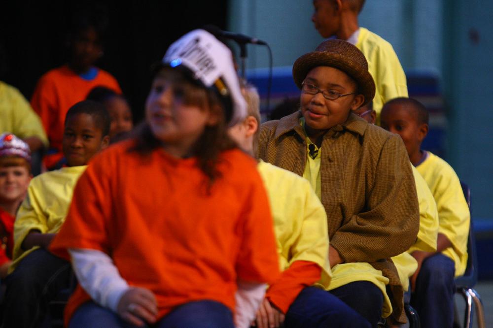 Arkansas Democrat-Gazette/STEPHEN B. THORNTON --1-13-12--
A presentation celebrating of Dr. King's life and work Friday afternoon at Booker Arts Magnet Elementary School in Little Rock. The musical play tin Luther King, Jr. The Story of a Dream