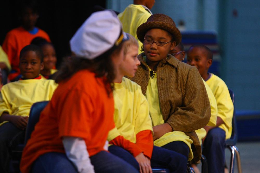 Arkansas Democrat-Gazette/STEPHEN B. THORNTON --1-13-12--
A presentation celebrating of Dr. King's life and work Friday afternoon at Booker Arts Magnet Elementary School in Little Rock. The musical play tin Luther King, Jr. The Story of a Dream