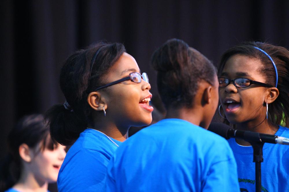 Arkansas Democrat-Gazette/STEPHEN B. THORNTON --1-13-12--
A presentation celebrating of Dr. King's life and work Friday afternoon at Booker Arts Magnet Elementary School in Little Rock. The musical play tin Luther King, Jr. The Story of a Dream