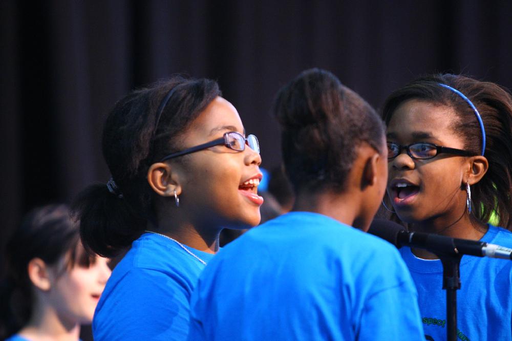 Arkansas Democrat-Gazette/STEPHEN B. THORNTON --1-13-12--
A presentation celebrating of Dr. King's life and work Friday afternoon at Booker Arts Magnet Elementary School in Little Rock. The musical play tin Luther King, Jr. The Story of a Dream
