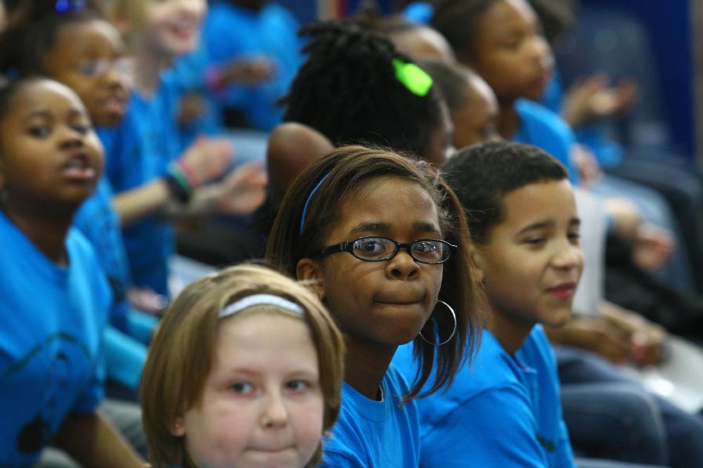 Arkansas Democrat-Gazette/STEPHEN B. THORNTON --1-13-12--
A presentation celebrating of Dr. King's life and work Friday afternoon at Booker Arts Magnet Elementary School in Little Rock. The musical play tin Luther King, Jr. The Story of a Dream