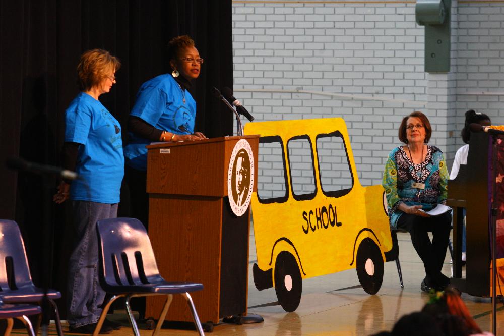 Arkansas Democrat-Gazette/STEPHEN B. THORNTON --1-13-12--
A presentation celebrating of Dr. King's life and work Friday afternoon at Booker Arts Magnet Elementary School in Little Rock. The musical play tin Luther King, Jr. The Story of a Dream