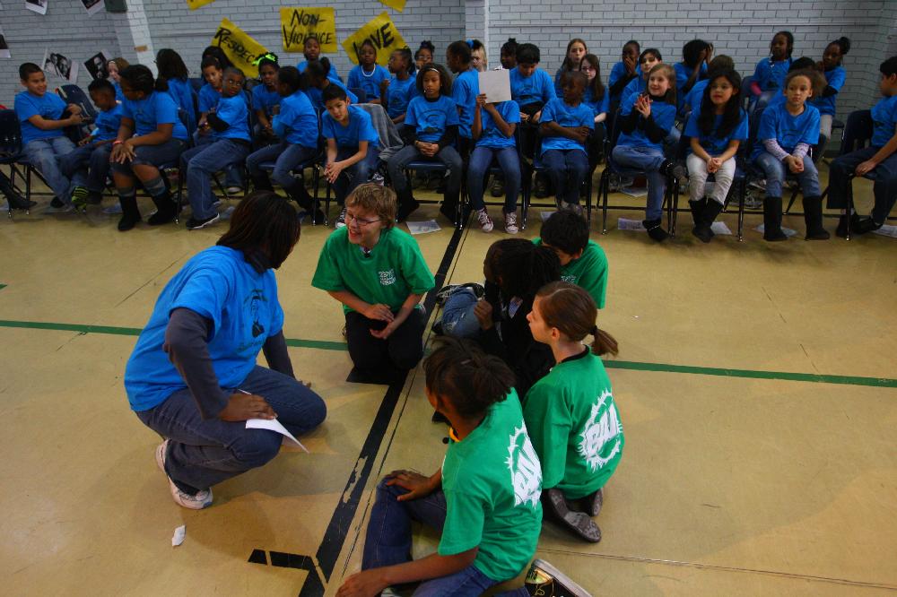 Arkansas Democrat-Gazette/STEPHEN B. THORNTON --1-13-12--
A presentation celebrating of Dr. King's life and work Friday afternoon at Booker Arts Magnet Elementary School in Little Rock. The musical play tin Luther King, Jr. The Story of a Dream