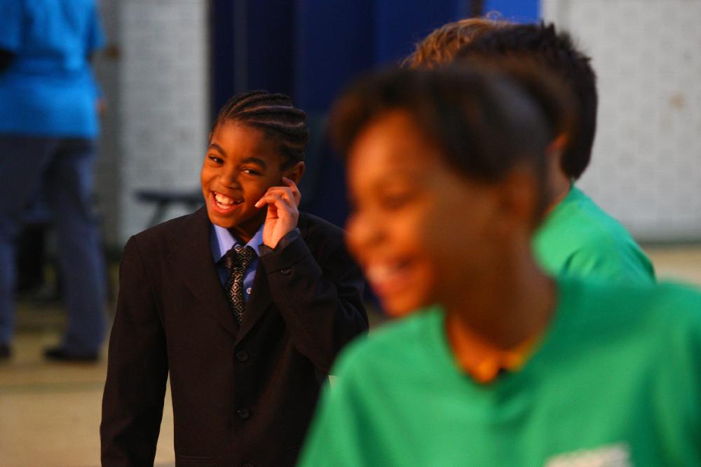 Arkansas Democrat-Gazette/STEPHEN B. THORNTON --1-13-12--
A presentation celebrating of Dr. King's life and work Friday afternoon at Booker Arts Magnet Elementary School in Little Rock. The musical play tin Luther King, Jr. The Story of a Dream