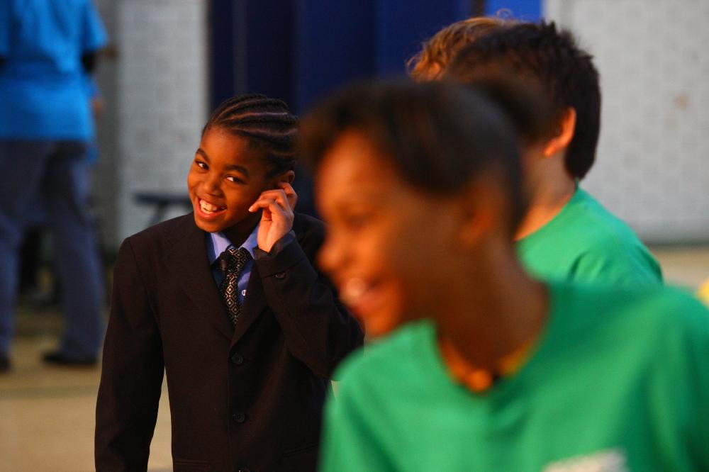 Arkansas Democrat-Gazette/STEPHEN B. THORNTON --1-13-12--
A presentation celebrating of Dr. King's life and work Friday afternoon at Booker Arts Magnet Elementary School in Little Rock. The musical play tin Luther King, Jr. The Story of a Dream