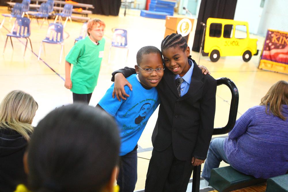 Arkansas Democrat-Gazette/STEPHEN B. THORNTON --1-13-12--
A presentation celebrating of Dr. King's life and work Friday afternoon at Booker Arts Magnet Elementary School in Little Rock. The musical play tin Luther King, Jr. The Story of a Dream