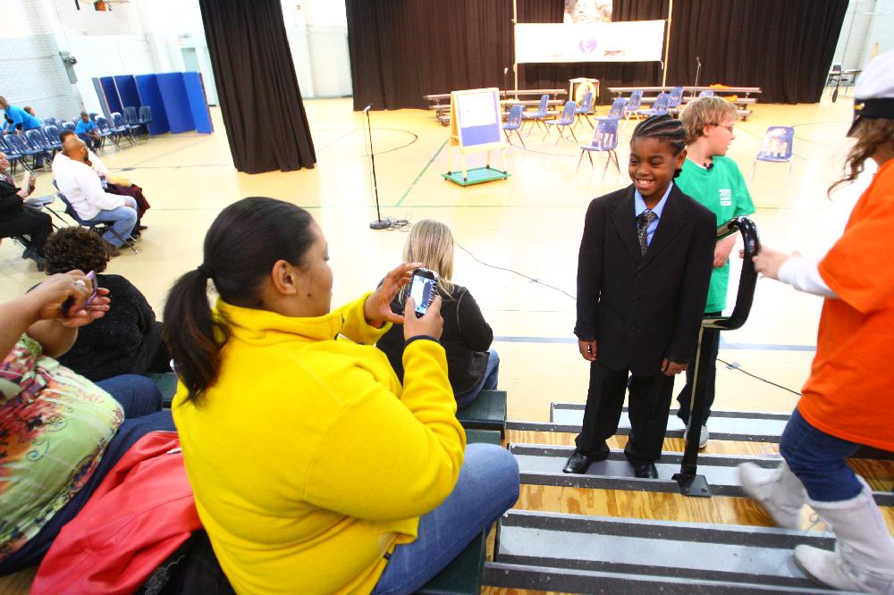 Arkansas Democrat-Gazette/STEPHEN B. THORNTON --1-13-12--
A presentation celebrating of Dr. King's life and work Friday afternoon at Booker Arts Magnet Elementary School in Little Rock. The musical play tin Luther King, Jr. The Story of a Dream