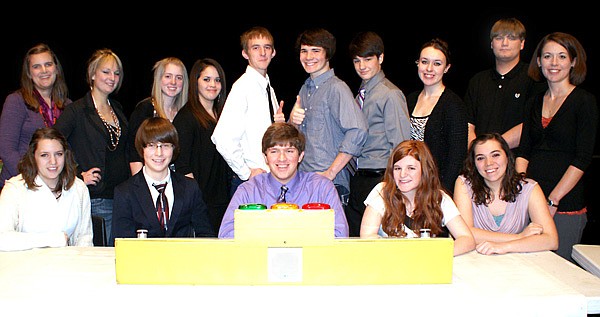 Pictured is the Gravette High School ACE team which competed Jan. 17 at the Performing Arts Center: Front, left, Quincy Curtis, Brian Smithers, Russell Sharp, Jayla Brown and Kelsey Gregory; back, left, Alison Shaffer (advisor), Lea Tanner, Lacey Newell, Amanda Varner, Rob Benson, Sayer Smith, Carson Alsup, Sierra Murphy, Trey Hicks and Megan Bassing (advisor).
