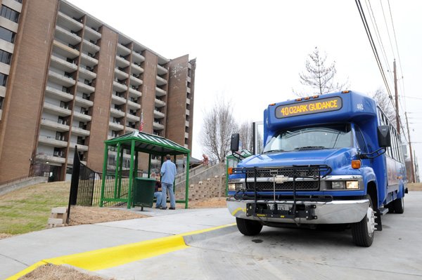 An Ozark Regional Transit bus waits for passengers in a February 2012 file photo.