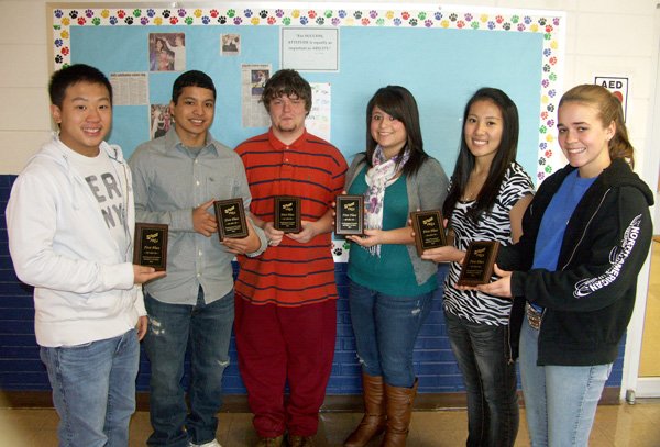 The Decatur FBLA recently won two first places in the district competition, qualifying them for the state competition in April. From left are Yuepheng Vang, Joe Casteneda, Logan Jamison, Carlene Vargas, Kaula Yang and Lensey Watson.