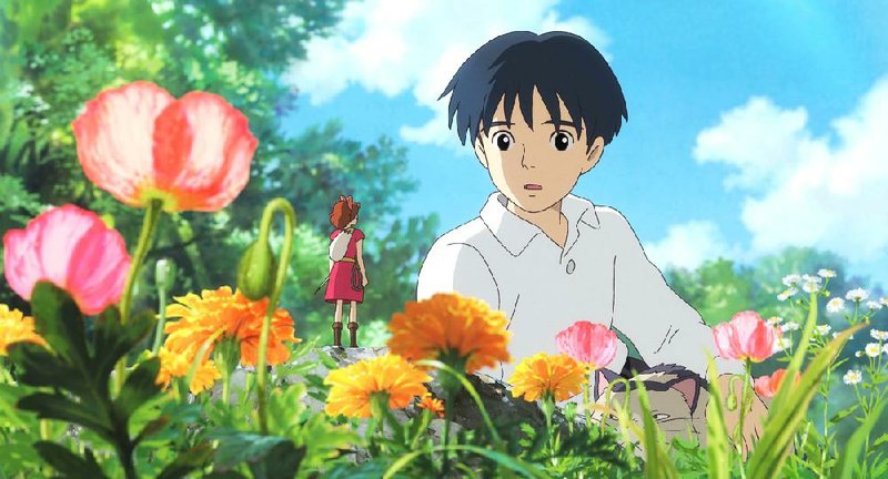 The tiny “borrower” Arrietty (voice of Bridgit Mendler) is discovered by Shawn (voice of David Henrie) in the Studio Ghibli anime film The Secret World of Arrietty. 