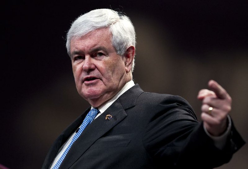 Republican presidential candidate, former House Speaker Newt Gingrich, speaks during a visit to First Redeemer Church in Cumming, Ga.
