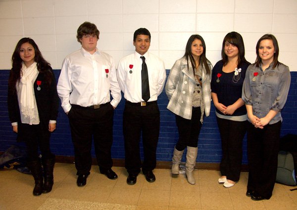 Decatur FCCLA team members qualified for the state level of competition. From the left is Fatima Vazquez, who placed second in the Recycle and Redesign event, followed by Logan Jamison, Joe Castaneda, Itzelth Segovia, Carlene Vargas and Ashley Prelle, who are on the Parliamentary Procedure team, which also placed second in the December competition. Team member Seanna Shaw is not pictured.
