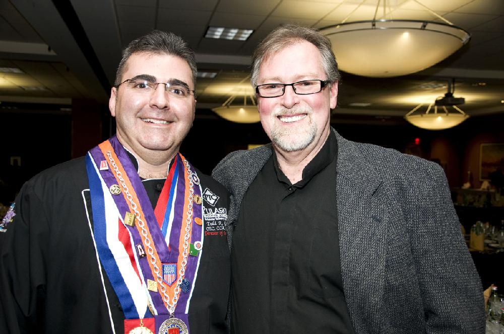 Arkansas Democrat-Gazette/CARY JENKINS
Chef Todd Gold, president of the Arkansas Chapter of the American Culinary Federation with Mark Abernathy who received the Formica and Ben E Keith Culinary Community Service Award