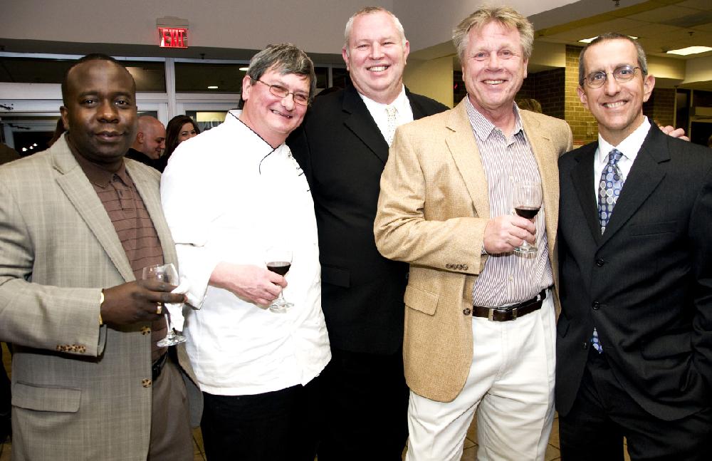 Arkansas Democrat-Gazette/CARY JENKINS
Tawona Muza, Chef Andre Poirot, Ron Bettis, Alain Piraux and Bruce Skidmore