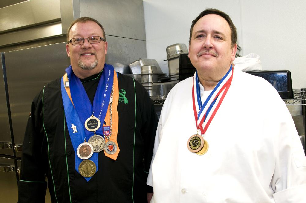 Arkansas Democrat-Gazette/CARY JENKINS
Chef Jamie McAfee who received the Todd R. Gold Award and Chef Duke Eyman