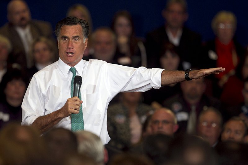 Republican presidential candidate, former Massachusetts Gov. Mitt Romney, speaks to a crowd during a campaign event, in Warwick, R.I., Wednesday, April 11, 2012. 