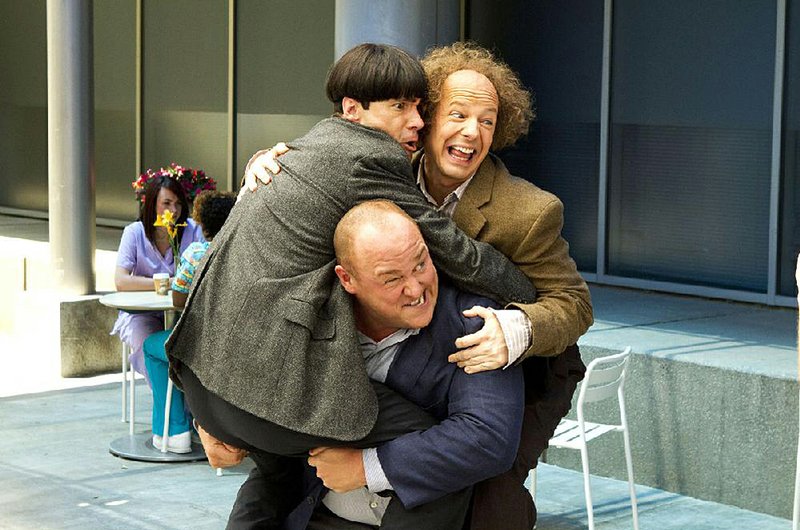 Stooges Moe (Chris Diamantopoulos), Curly (Will Sasso) and Larry (Sean Hayes) get up to high jinks in the Farrelly brothers’ long-awaited (by some) The Three Stooges. 