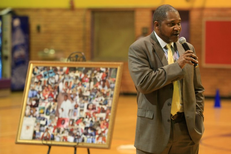 Clarence Wiley speaks Saturday afternoon in Little Rock during Before the Casket about his son, Joseph Wiley, who was murdered in 2008. Speakers, including detectives, coroners and family members of homicide victims, gave audience members an idea of what happens when a homicide occurs.
