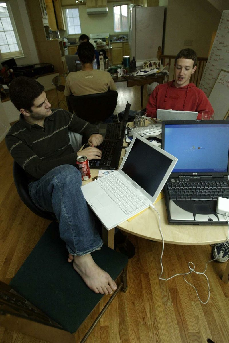 Facebook co-founder Dustin Moskovitz (left) and company chief executive Mark Zuckerberg, seen in 2005, were roommates at Harvard. Now Moskovitz has his own tech company. 