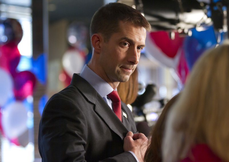 Republican Tom Cotton is interviewed before his election night watch party in Hot Springs, Ark., Tuesday, May 22, 2012. Cotton is vying with two other candidates for the Republican nomination in the race for Congress in Arkansas' 4th district.