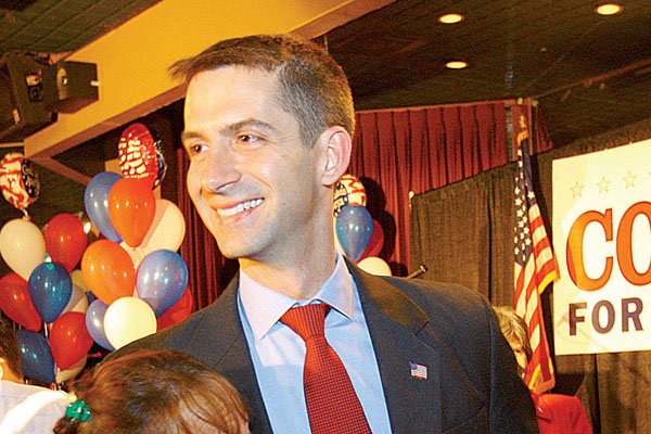 Tom Cotton, who won the GOP 4th Congressional District primary, after he addressed supporters Tuesday evening during a watch party in Hot Springs. 