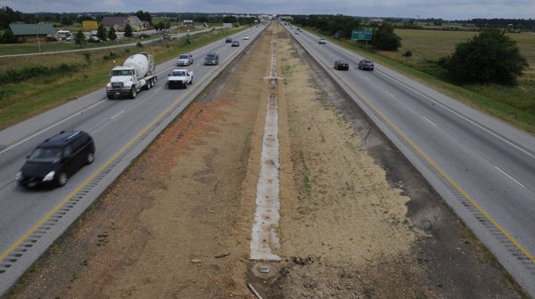 Traffic moves along Interstate 540 near Rogers in a 2012 file photo.