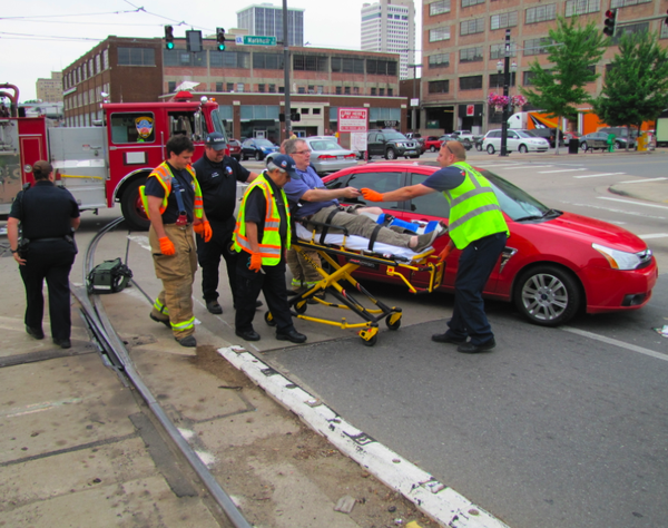Pedestrian hit by car in downtown LR