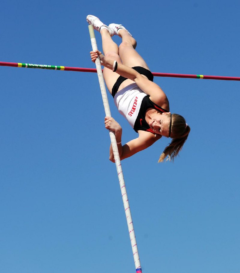 Arkansas pole vaulter Tina Sutej’s mark of 14 feet, 11 inches tops all women’s qualifiers heading into the NCAA Outdoor Championships in Des Moines, Iowa. 