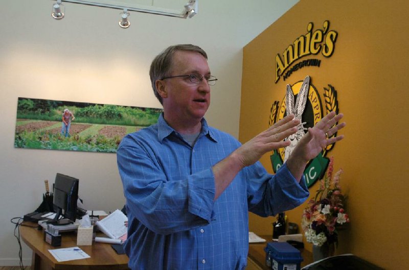 Annie's CEO John Foraker talks about the history and philosophy of the company at their headquarters in Berkeley, California, Monday, April 30, 2012. The company's share price has doubled since going public at $19 this year. (Kristopher Skinner/Oakland Tribune/MCT)