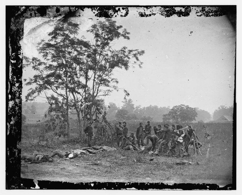 "Antietam, Maryland. Burying the dead Confederate soldiers," an 1862 photo by Alexander Gardner. Illustrates CIVILWAR (category e), by Michael E. Ruane (c) 2011, The Washington Post. Moved Tuesday, Dec. 27, 2011. (MUST CREDIT: Library of Congress Prints and Photographs Division.) 

