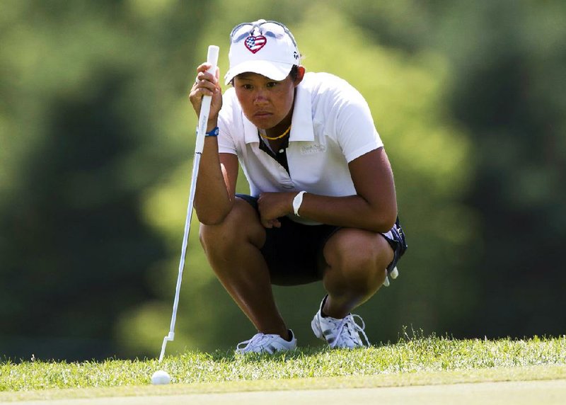 Sandra Changkija lines up a birdie putt from the fringe of the eighth green during the first round of the LPGA Classic golf tournament in Waterloo, Ontario on Thursday June 21, 2012. (AP Photo/The Canadian Press, Frank Gunn)