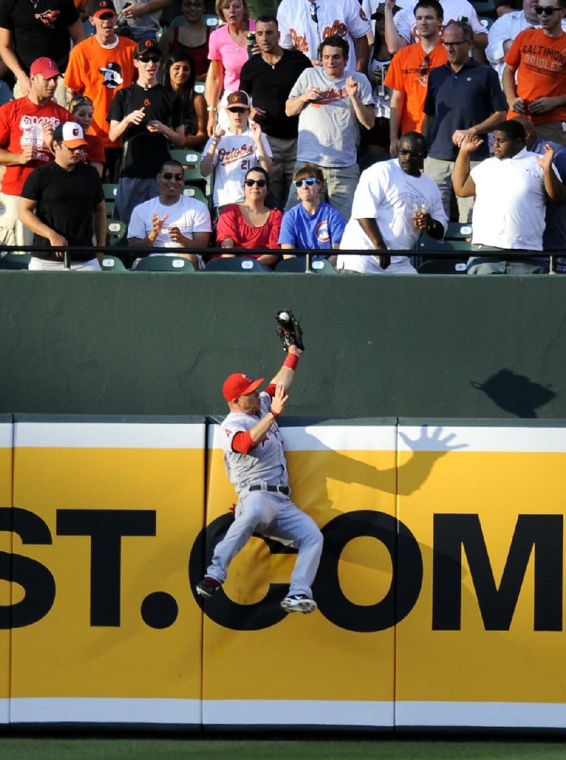 Los Angeles Angels center fielder Mike Trout robbed Baltimore Orioles shortstop J.J. Hardy of a home run on Wednesday night in Baltimore. 