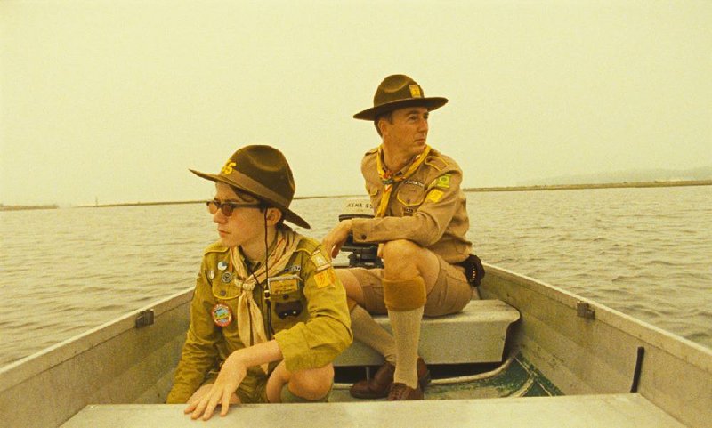 Sam (Jared Gilman) is a reluctant member of Scoutmaster Ward’s (Edward Norton) Khaki Scout troop in Wes Anderson’s strange and beguiling Moonrise Kingdom. 