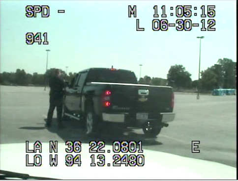 Sheriff Keith Ferguson's truck during a Saturday traffic stop in a frame from a video recording of the stop.