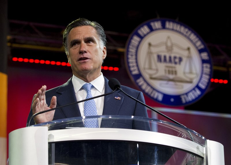 Republican presidential candidate, former Massachusetts Gov. Mitt Romney gestures during a speech to the NAACP annual convention in Houston, Wednesday, July 11, 2012.
