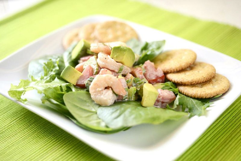 Shrimp and Avocado Salad combines shrimp, avocado, tomatoes, celery and green onion in a creamyspicy dressing for a refreshing main-dish salad. 