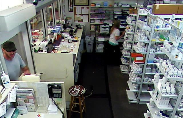 Surveillance footage from Fred's Pharamacy in Conway shows a white male suspect who purportedly robbed the pharmacy at gunpoint Thursday afternoon.