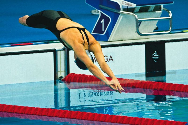 Jessica Long competes in the Beijing Paralympics in 2008. 
