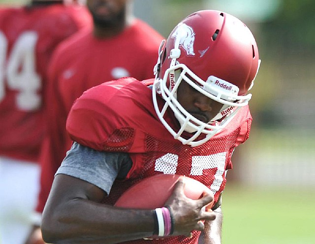 Arkansas quarterback Brandon Mitchell is seeing work at wide receiver. 