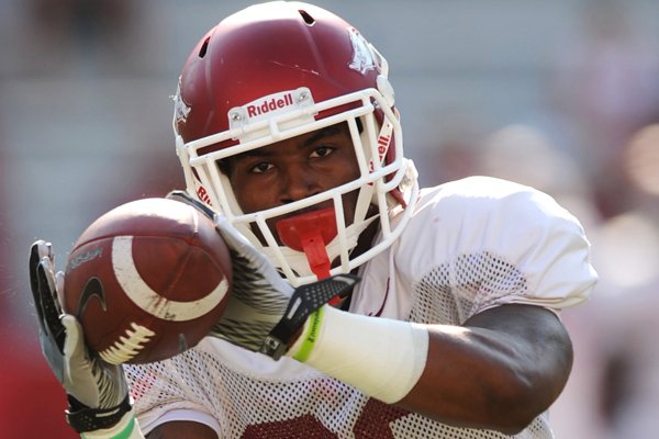 Arkansas safety Rohan Gaines worked on scout teams while redshirting last season, but he has been a surprise in fall camp, turning in hard hits on some of the first live-tackling plays. 