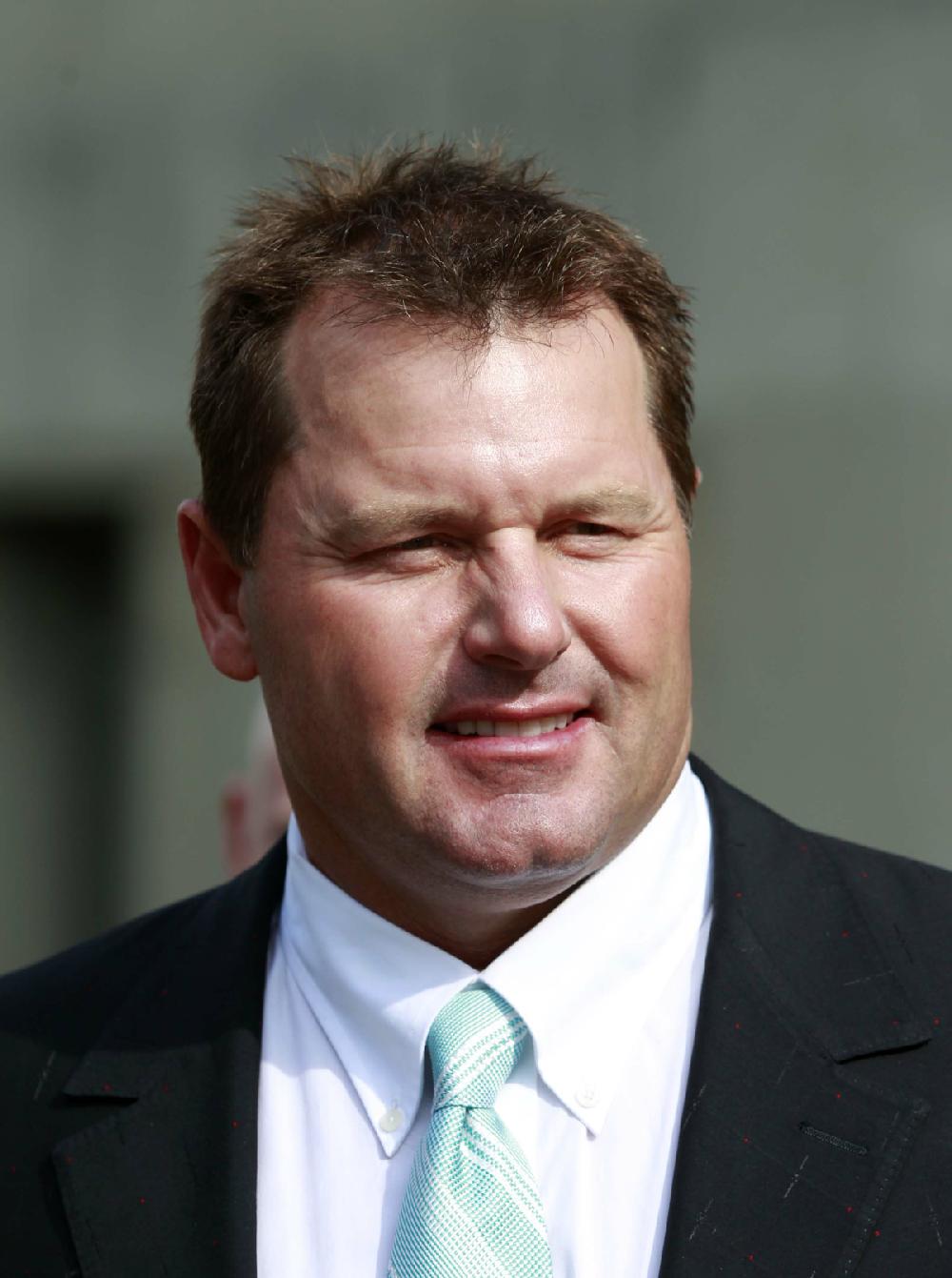 Former Major League Baseball pitcher Roger Clemens leaves federal court, Tuesday, May 1, 2012, in Washington, as his retrial continues on charges of lying to Congress in 2008 when he said he had never used steroids of human growth hormone. (AP Photo/Haraz N. Ghanbari) (AP Photo/Haraz N. Ghanbari)