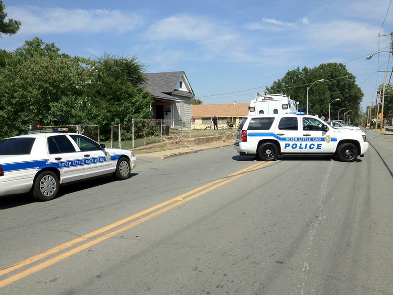 North Little Rock police investigate a shooting Thursday afternoon at 18th and Schaer streets.