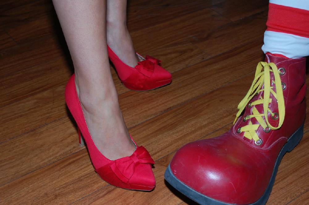 Red shoes were everywhere.