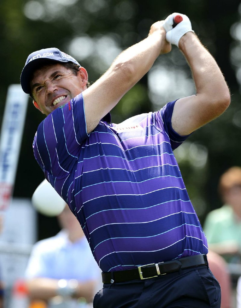 Padraig Harrington made six birdies on the back nine at Bethpage Black to take a one-stroke lead over two others in the first round of the FedEx Cup playoffs. 