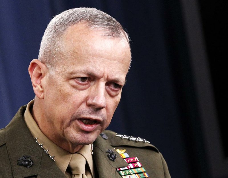 Marine Gen. John R. Allen, commander of the International Security Assistance Force, speaks at a news conference at the Pentagon in this May 23, 2012 photo.  