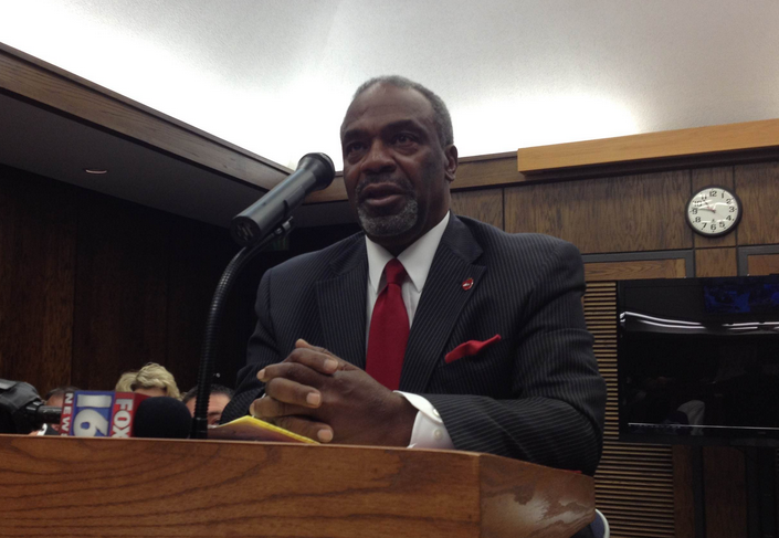 Frank Anthony speaks before the Arkansas Board of Education Monday.